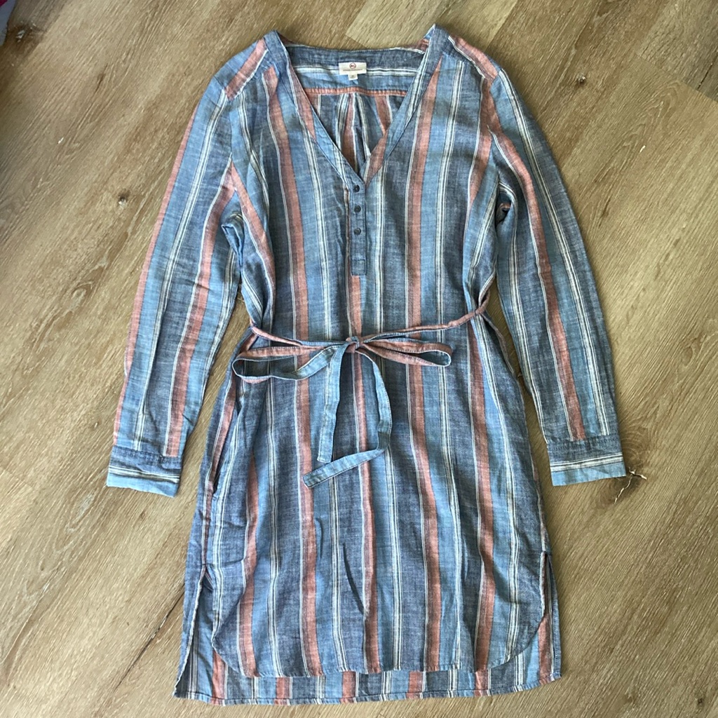 Ag Adriano Goldschmied Women Anna Henley Blue Dress Size Xs
